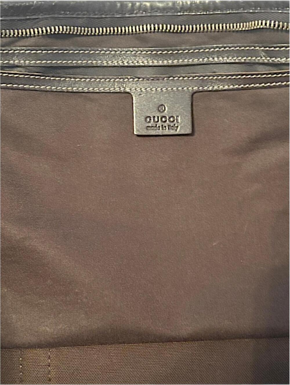 Gucci Beige GG Canvas Tote Bag with Dark Brown Leather Trim - Picture 7 of 9